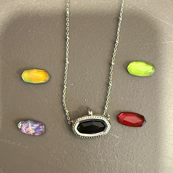 Kendra Scott Silver Elisa Locket Necklace with Five Colors - Picture 6 of 6